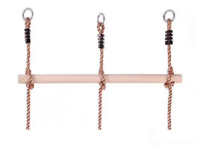Double rope ladder with 7 wooden rungs heavy