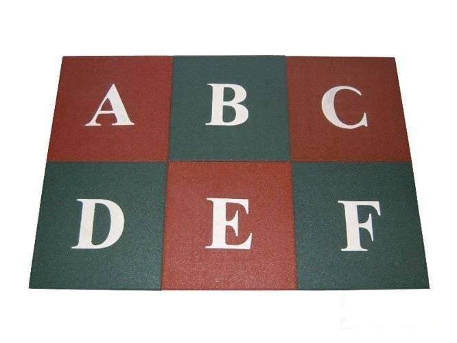Letters on rubber mates 50x50x25 mm red-green