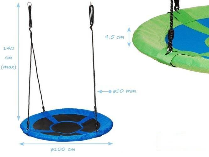 GOTOTOP Nest Swing Round Fabric Swing Load 300 kg Outdoor Swing for Children and Adults Diameter 100 cm