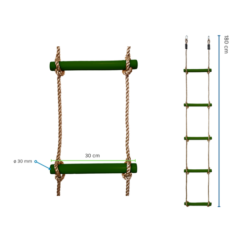 Rope ladder with 5 plastic rungs