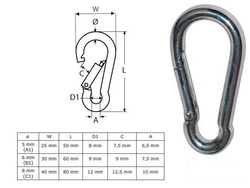 Metal carabine hook 8x40x80 mm