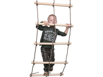 Double rope ladder with 7 wooden rungs heavy