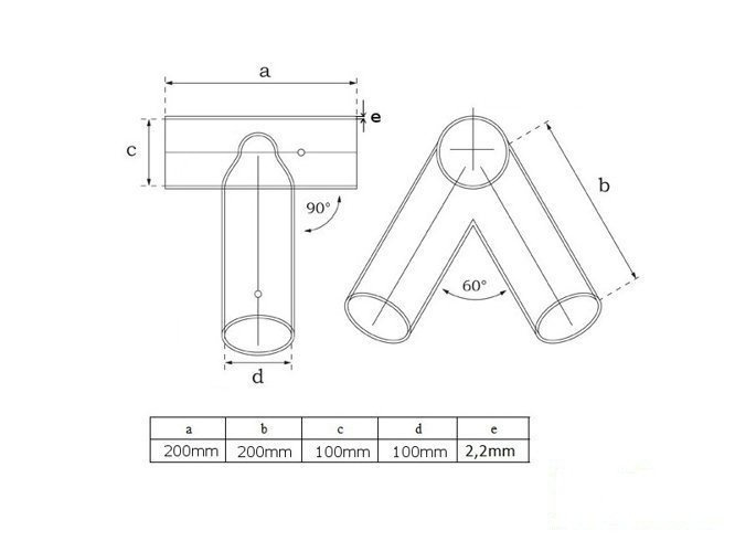 Metal swing corner round 90 angle 100-100