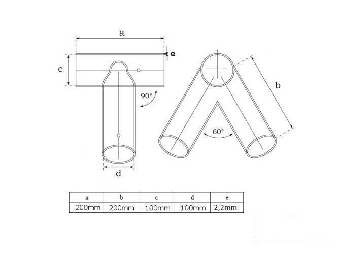 Metal swing corner round 90 angle 100-100