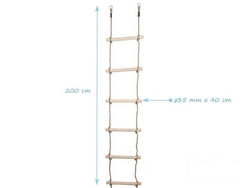 Rope ladder with 6 wooden rungs