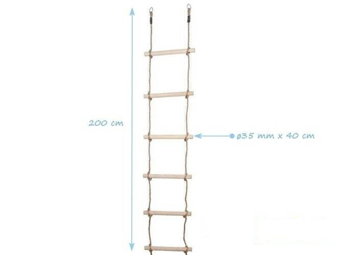 Rope ladder with 6 wooden rungs