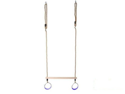 Wooden Trapeze bar with metal round rings