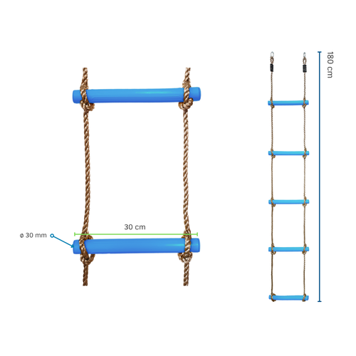 Rope ladder with 5 plastic rungs