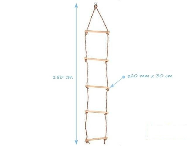 Rope ladder with 5 wooden rungs ECO