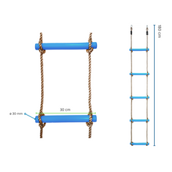 Rope ladder with 5 plastic rungs
