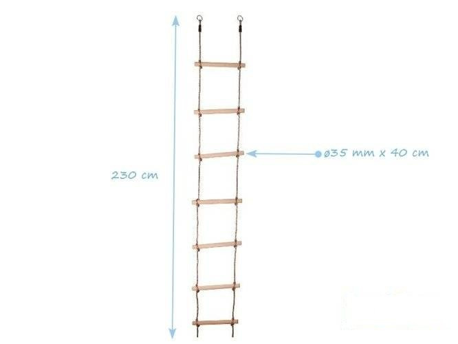 Rope ladder with 7 wooden rungs