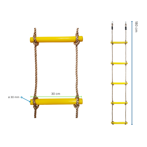 Rope ladder with 5 plastic rungs