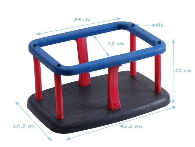 Rubber baby swing seat with metal insert + Stainless steel chain set 6 mm 1,8 m