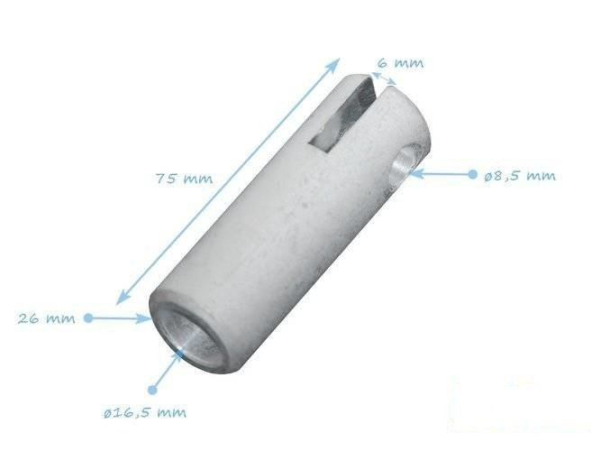 Aluminum ferrule for 16 mm rope with M10 thread