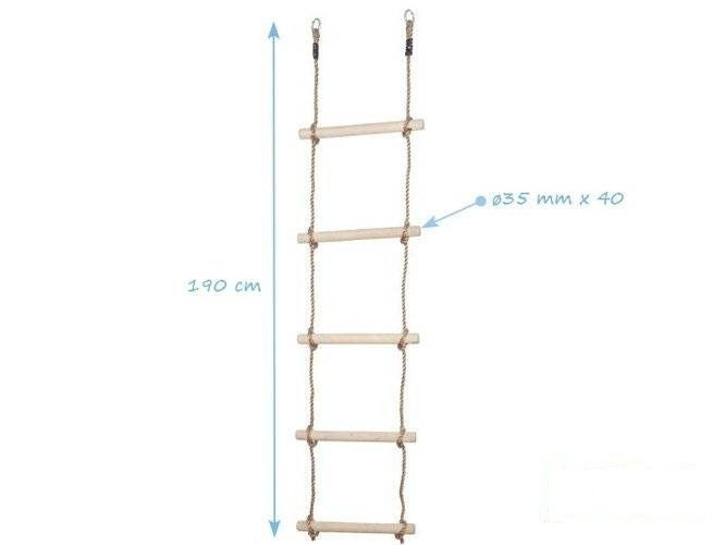 Rope ladder with 5 wooden rungs