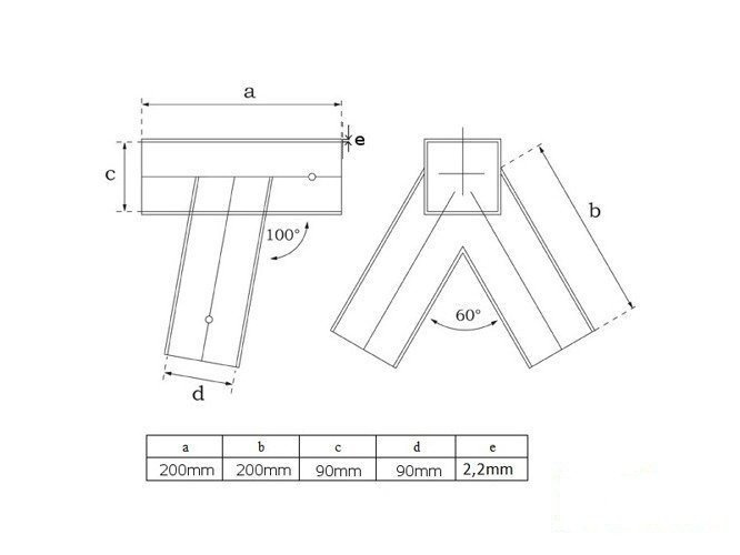 Metal swing corner square 100 angle 90-90