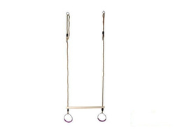 Wooden Trapeze bar with metal round rings