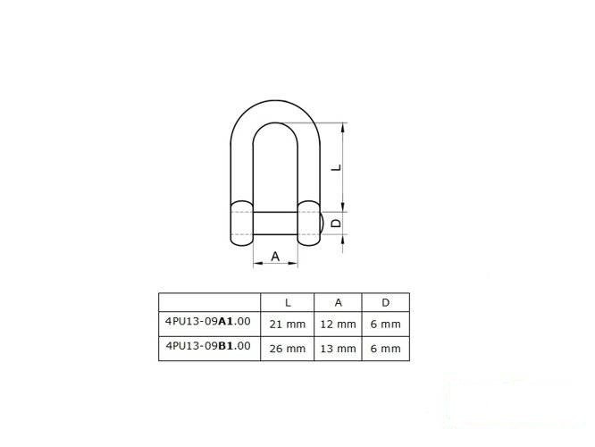 Metal shackle M6 24x13 mm galvanised