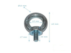 Metal threaded eye M10x28 mm galvanized