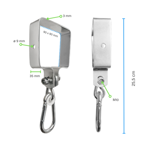 Metal swing hook galvanised 90x90 mm