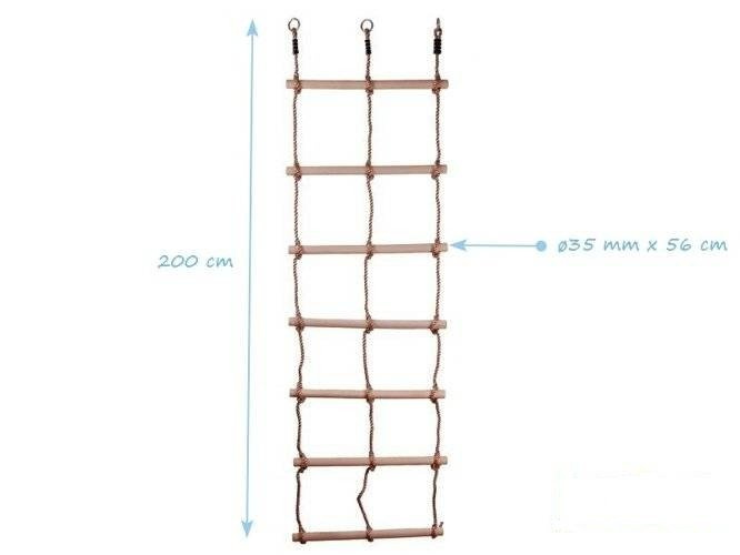 Double rope ladder with 7 wooden rungs heavy