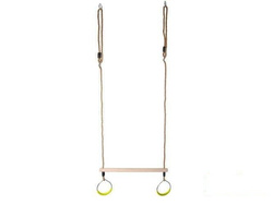 Wooden Trapeze bar with metal round rings