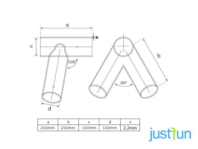 Metal swing corner round 100 angle 100-100