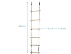 Rope ladder with 6 wooden rungs